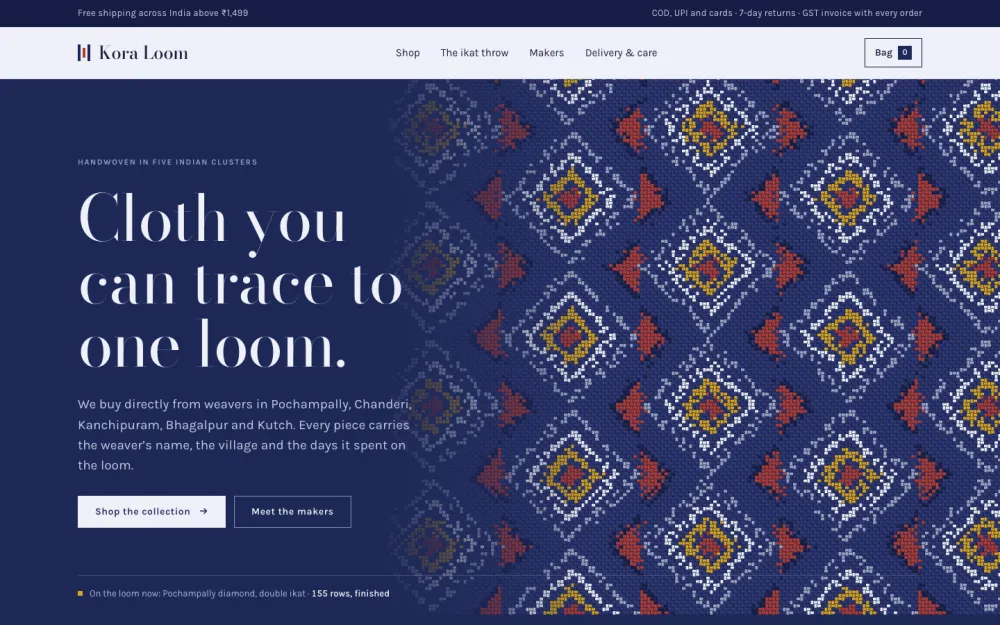 Kora Loom homepage
