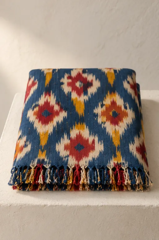 Pochampally double-ikat cotton throw