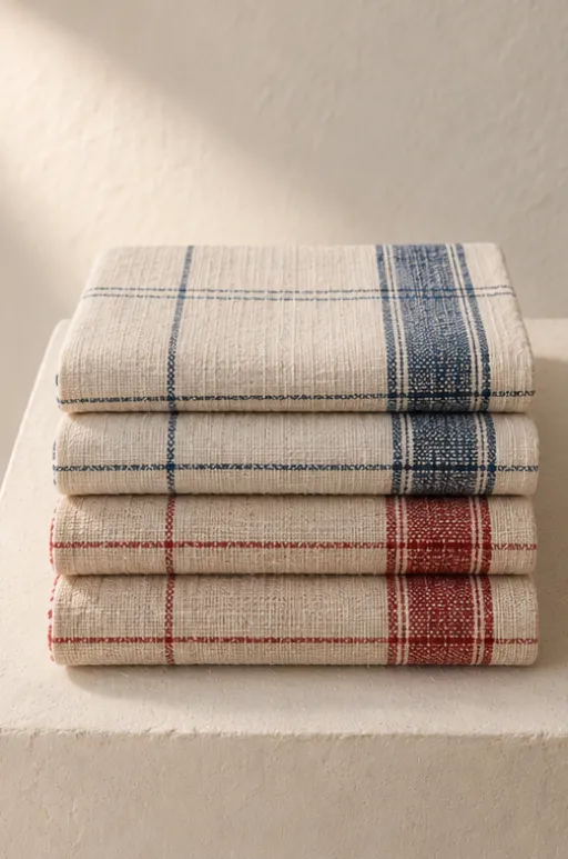 Handloom cotton towels, set of four