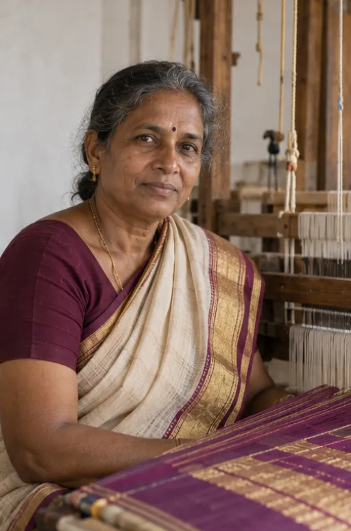 Vasanthi Murugan, weaver, Kanchipuram